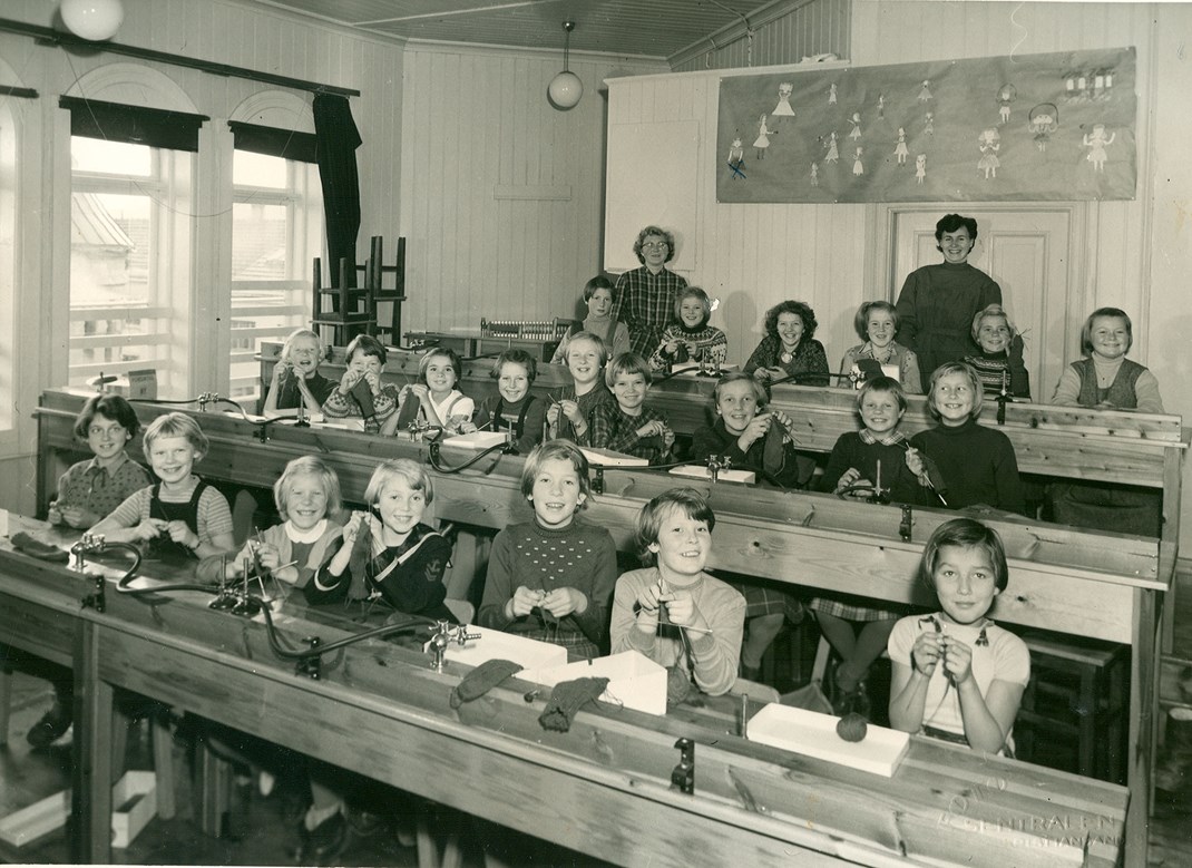Gammelt bilde fra klasserom på Kongensgate skole